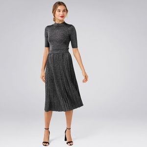 Evernew Silver Metallic Skirt, Size 8